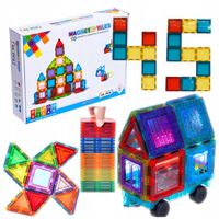 KLOCKI MAGNETYCZNE KONSTRUKCYJNE 3D EDUKACYJNE UKŁADANKA 45 elem DLA DZIECI