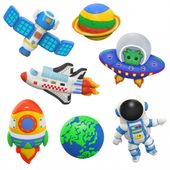 ZESTAW KREATYWNY  KOSMICZNE FIGURKI Z GIPSU DO MALOWANIA