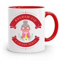 Kubek Czerwony Dla Babci Kocham Cię Z Nadrukiem Ze Zdjęciem