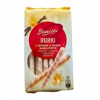 Ciastka Bonitki z kremem waniliowym 280g Rurki