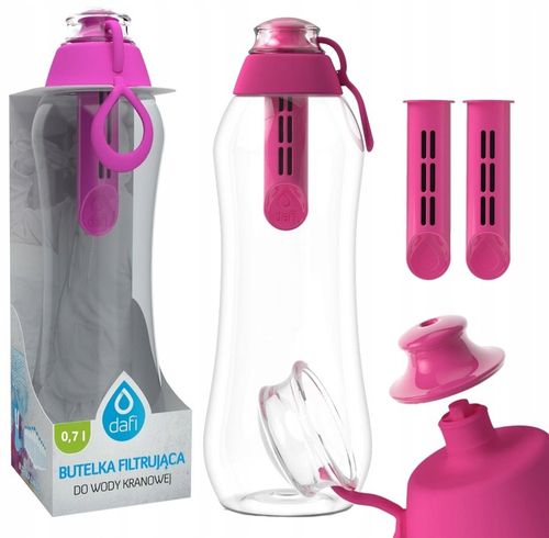 Butelka filtrująca + 2 filtry Dafi 0,7 L Różowa na Arena.pl