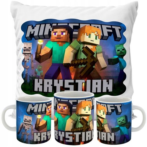 ZESTAW PODUSZKA + KUBEK MINECRAFT IMIĘ PREZENT na Arena.pl