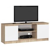 Szafka rtv, stolik, NOVA, 140x40x55 cm, dąb sonoma, biel, mat | TYLETEGOTU