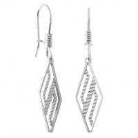 SREBRNE KOLCZYKI ROMBY NA RUCHOMYM BIGLU SREBRO PRÓBY 925