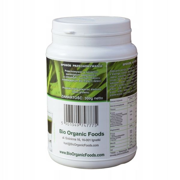 Młody jęczmień Bio Organic Foods proszek 300 g zdjęcie 4
