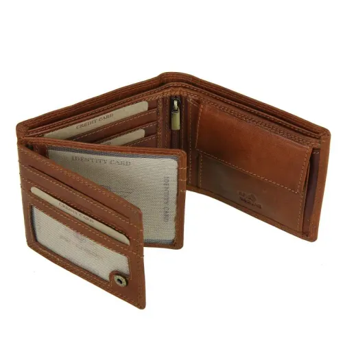 portfel męski brązowy poziomy ze znakiem zodiaku na Arena.pl