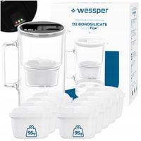 Dzbanek filtrujący szklany Wessper D2 BOROSILICATE FF 3l LED + 10x filtr