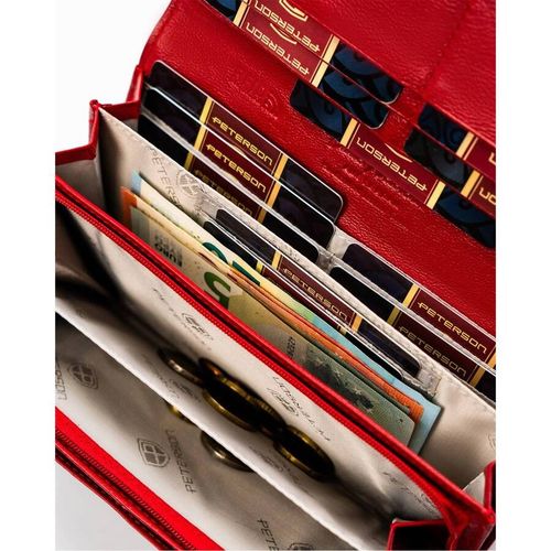 duży i pojemny czerwony portfel damski z systemem rfid - peterson na Arena.pl