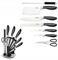 NOŻE Zestaw Komplet NOŻY Kuchennych Na Stojaku OSTRZAŁKA Nożyce Tasak 6003