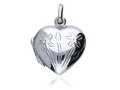 SREBRNY OTWIERANY WISIOR SEKRETNIK SERCE KWIATY