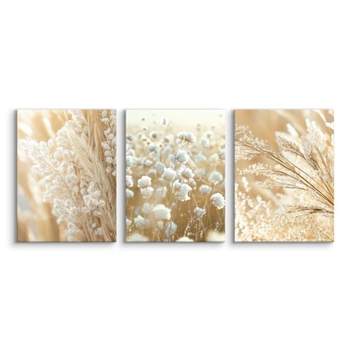 Obrazy Do Salonu Set Trawa Pampasowa Bawełna Boho Natura 90cm x 40cm na Arena.pl