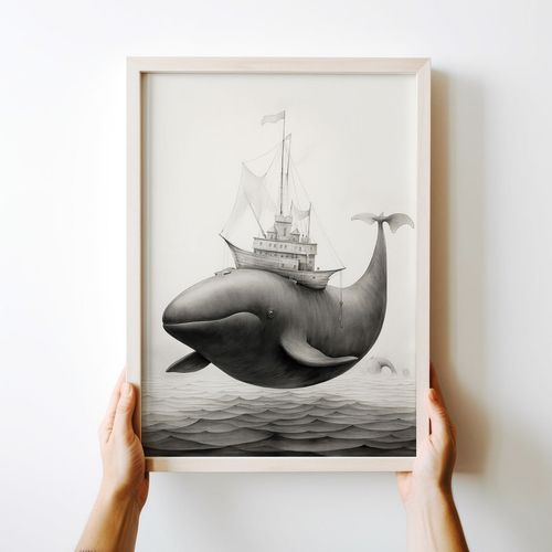 Plakat wieloryb statek 29,7x42 cm A3 na Arena.pl