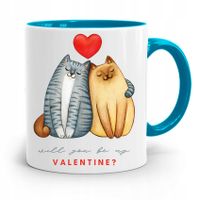 Kubek Błękitny Na Walentynki Will You Be My Z Nadrukiem Ze Zdjęciem