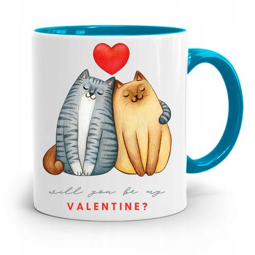 Kubek Błękitny Na Walentynki Will You Be My Z Nadrukiem Ze Zdjęciem na Arena.pl