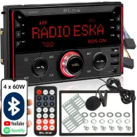 RADIO SAMOCHODOWE 2-DIN BLUETOOTH USB SD RDS LCD RGB MIKROFON PILOT ZESTAW