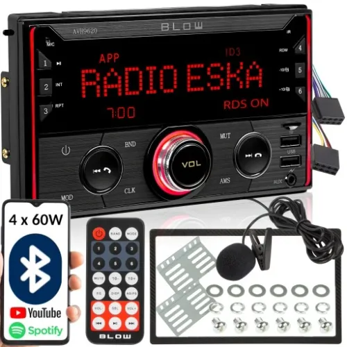 RADIO SAMOCHODOWE 2-DIN BLUETOOTH USB SD RDS LCD RGB MIKROFON PILOT ZESTAW na Arena.pl