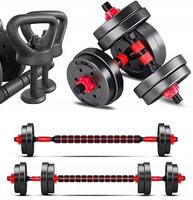 HANTLE BITUMICZNE REGULOWANE 2x5KG + SZTANGA = ZESTAW 10KG + KETTLEBELL