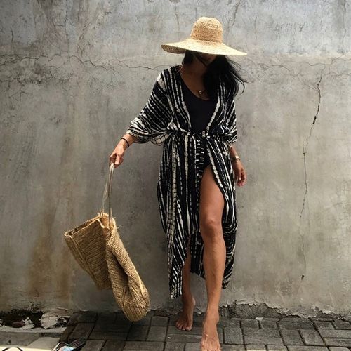 PAREO na plażę ZWIEWNA sukienka długa narzutka LETNIA tunika damska BOHO na Arena.pl
