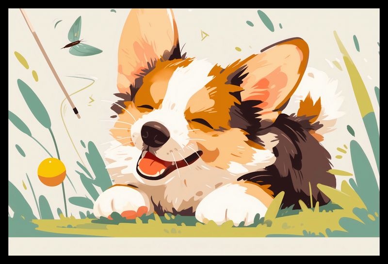 Plakat 45x30cm Beztroski Corgi zdjęcie 2