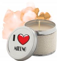 Pamiątkowa świeczka zapachowa NADRUK nazwa miasta I LOVE MIELNO
