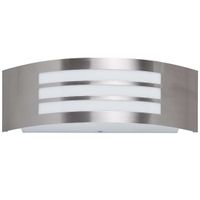 Ścienna LAMPA zewnętrzna ROMA 8410 Rabalux półokrągła OPRAWA metalowa elewacyjna outdoor IP44 satynowy chrom biała