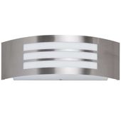 Ścienna LAMPA zewnętrzna ROMA 8410 Rabalux półokrągła OPRAWA metalowa elewacyjna outdoor IP44 satynowy chrom biała