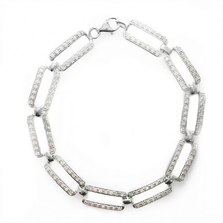 SREBRNA BRANSOLETKA PROSTOKĄTY Z CYRKONIAMI SREBRO PRÓBY 925 na Arena.pl