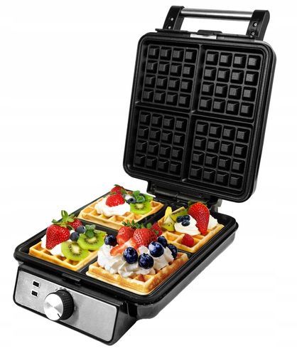 MOCNA GOFROWNICA 4 CHRUPIĄCE GOFRY REGULACJA TEMPERATURY TERMOSTAT 1500W na Arena.pl