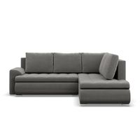 Narożnik z otomaną, prawy, BOSCO, velvet, 230x200x89 cm, szary | TYLETEGOTU