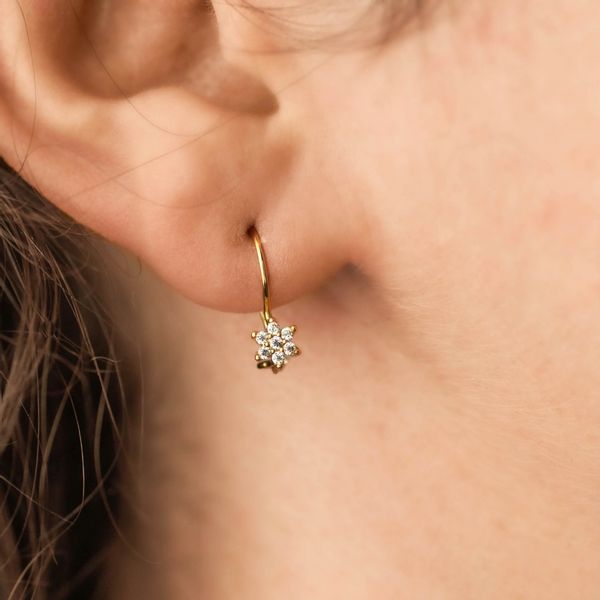 ZŁOTE DELIKATNE KOLCZYKI KWIATKI ZE ZŁOTA PRÓBY 585 NA BIGLU Z SZAFIREM RUBINEM RÓŻOWE BIAŁE - RÓŻNE KOLORY zdjęcie 10