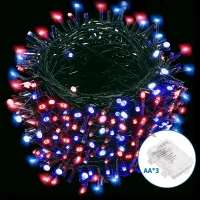 Lampki choinkowe 100LED na 3 baterie AA czerwone-niebieskie