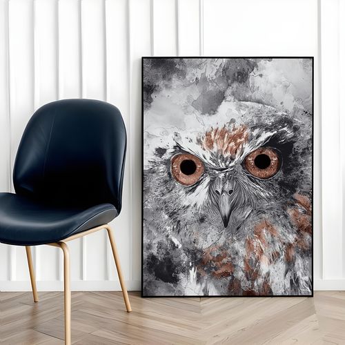 Plakat sowa abstrakcja 40x50 cm w czarnej ramie na Arena.pl