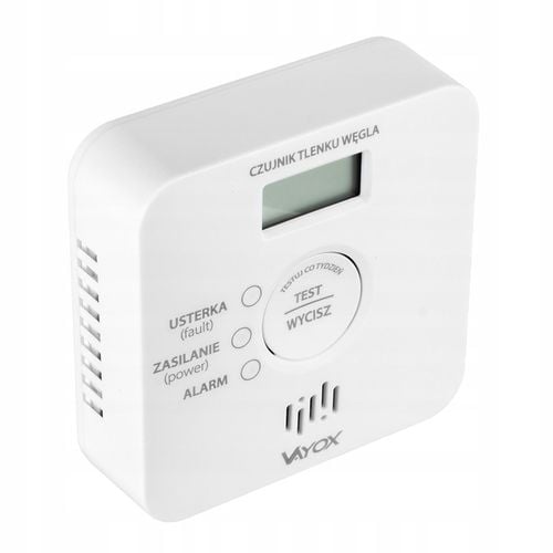 CZUJNIK CZADU DETEKTOR TLENKU WĘGLA WYKRYWACZ 10LAT ŻYWTONOŚCI 85db VAYOX na Arena.pl