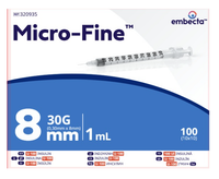 Strzykawki insulinowe 1 ml EMBECTA U-100  z igłą 0,3 x 8 mm 100 szt.