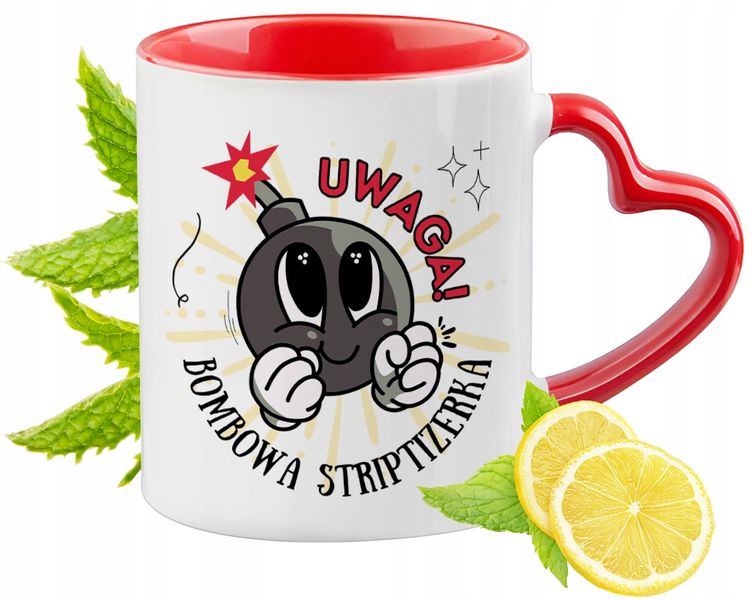 Kubek Czerwony Z Uszkiem W Kształcie Serca Dla Striptizerki Na Prezent zdjęcie 1