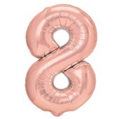 Balon foliowy cyfra 8 różowe złoto 40 cm