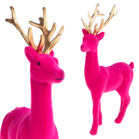 Renifer Fliokowany Różowy  Złote Poroże Plastik Jeleń Welur