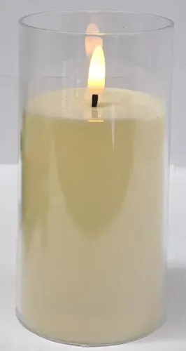 Świeca LED fi7.5cm w przezroczystej osłonie z efektem płomienia 3xAAA Rozmiar - M na Arena.pl