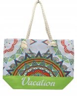 DeDa - materiałowa torba plażowa etniczne wzory zielony D06-3