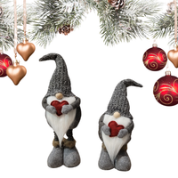 Szary Skrzat świąteczny regulowany na teleskopowych nogach 57cm krasnal