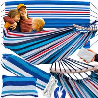 HAMAK OGRODOWY TURYSTYCZNY Z TORBĄ TRANSPORTOWĄ PODUSZKĄ KOMPLETNY ZESTAW