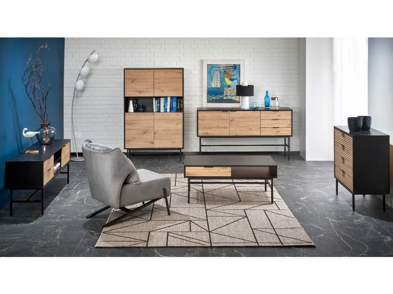 Komoda MURANO KM-1 dąb/czarna zdjęcie 1