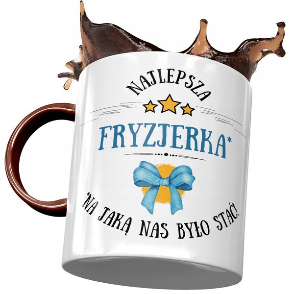 Kubek Bordowy Dla Fryzjerka Najlepsza Fryzjerka Z Nadrukiem Ze Zdjęciem zdjęcie 1