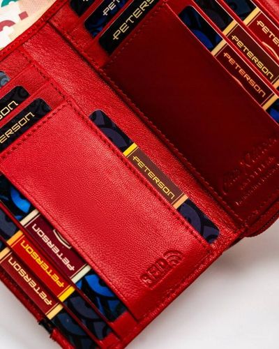 elegancki skórzany portfel damski na zatrzask i suwak - peterson na Arena.pl