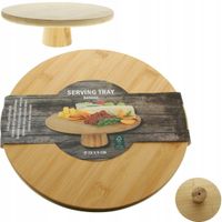 PATERA TALERZ NA CIASTO PRZEKĄSKI OWOCE 28 cm BAMBUSOWA DREWNIANA NA NODZE