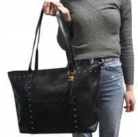 DUŻA TOREBKA TORBA DAMSKA NA RAMIĘ CZARNA MIEJSKA DO PRACY POJEMNA SHOPPER