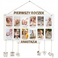 Ramka metryczka na roczek prezent pierwsze urodziny z imieniem na 12 zdjęć