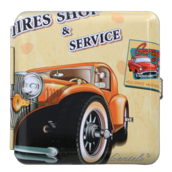 Papierośnica Metalowa Z Motywem Starego Pomarańczowego Auta na Arena.pl
