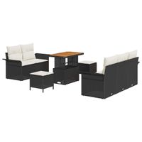 Zestaw Sof na Ogród 8 pcs Czarny polirattan
