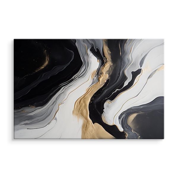 Obraz Do Salonu MARMUR Czarno-Biała Abstrakcja Elementy Złota 120cm x 80cm zdjęcie 3